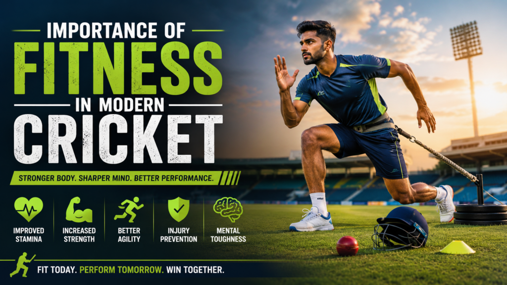 Professional cricket player training for strength, stamina, agility, and overall fitness to improve performance in modern cricket.