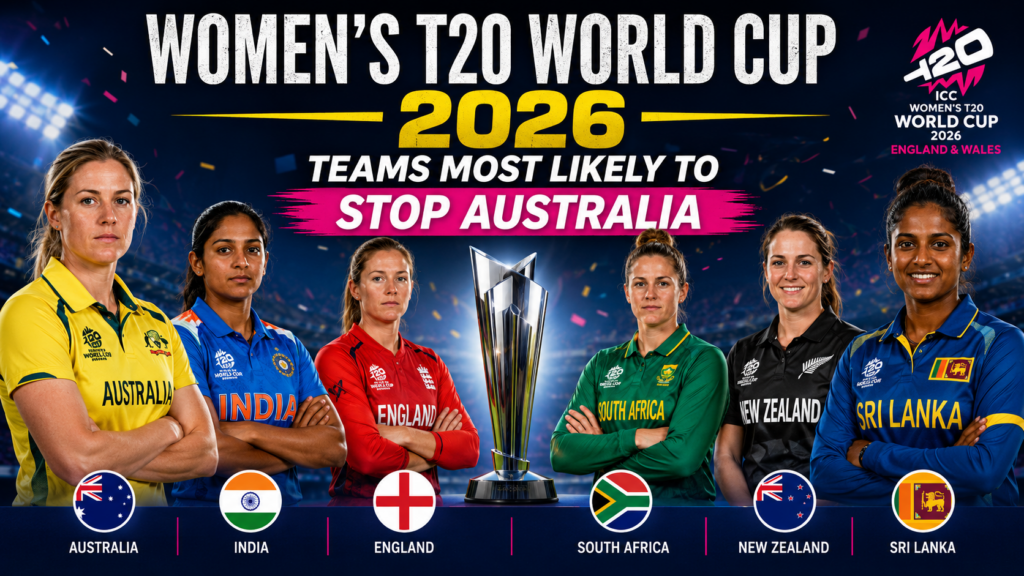 Women's T20 World Cup 2026 contenders India England South Africa and Australia competing for the title