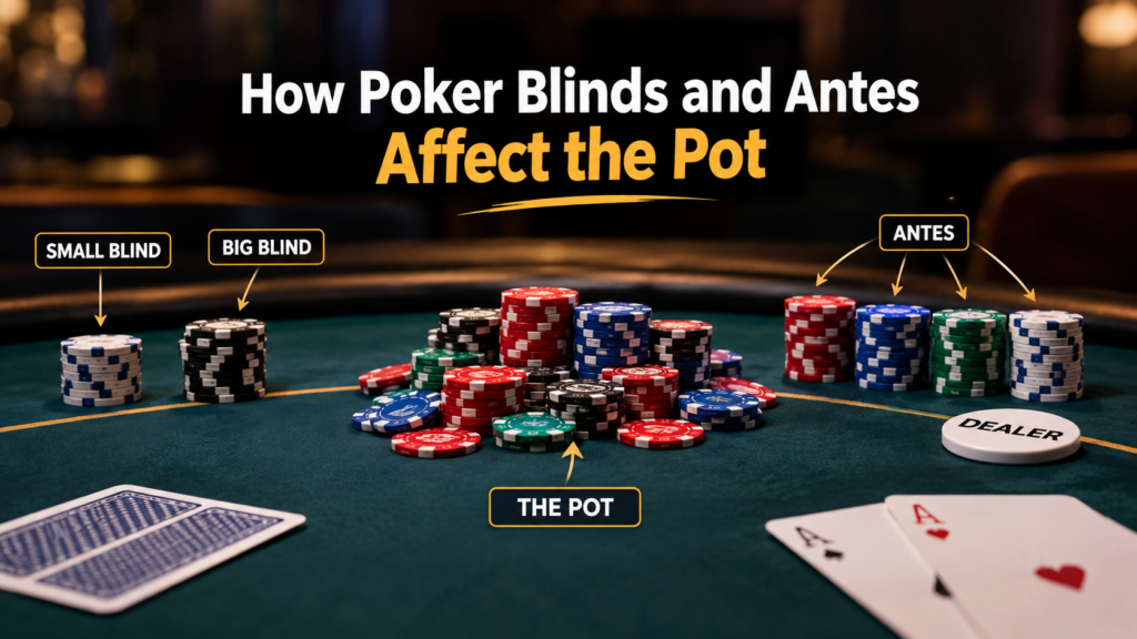 Poker blinds and antes affecting the pot size