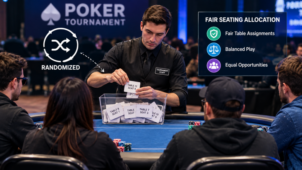 Poker tournament seating being randomized among players